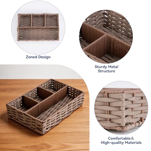 Whitmor 4-Compartment Woven Storage Basket - Makeup Organizer & Divider