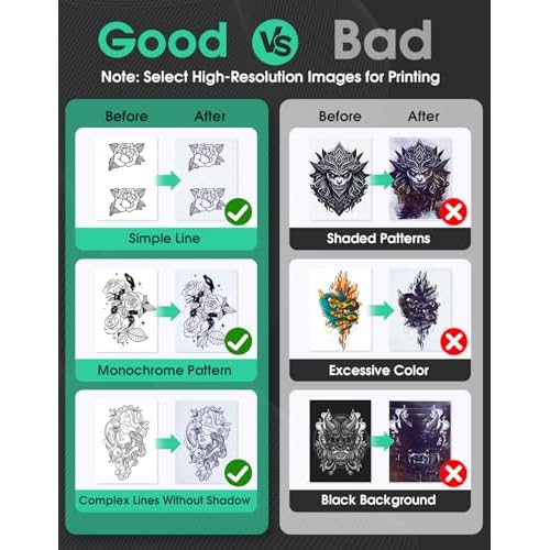 Phomemo Tattoo Stencil Printer, M08F Bluetooth Thermal Tattoo Printer with 10pcs Transfer Paper, Compatible with Phone/Tablet/PC, Tattoo Supplies for Tattoo Artist & Beginner, Black & Green