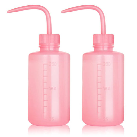 Melphoe Tattoo Wash Bottle Squeeze, 2Pcs 250ml Water Squirt Bottle Succulent Watering, Safety Rinse Watering Tools, Tattoo Supplies, Irrigation Sprinkling Can Wash Plant (Pink)