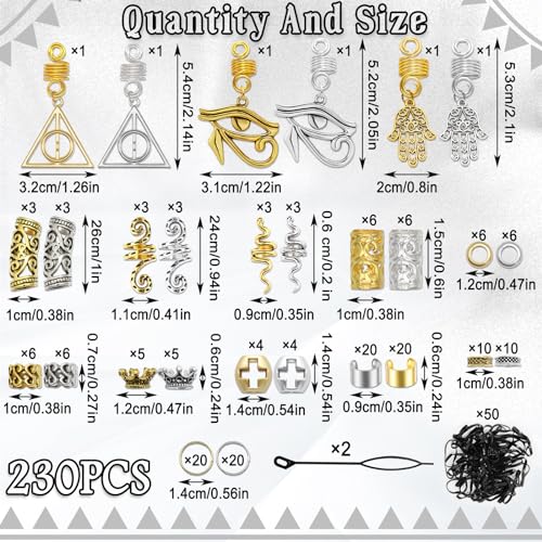 Viking Hair Jewelry Set - 230PCS Gold & Silver Braids Beads