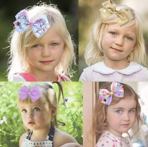 JoJo Siwa Rainbow Hair Bows Clips - 6 Pack Girls Handmade Boutique Hair Accessories