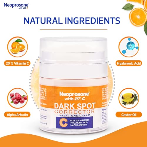 Neoprosone 20% Vitamin C Dark Spot Corrector Cream - Brightening Gel, 1oz