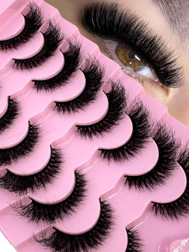 HBZGTLAD 8 Pairs Natural 3D Mink False Eyelashes Long Makeup Y07