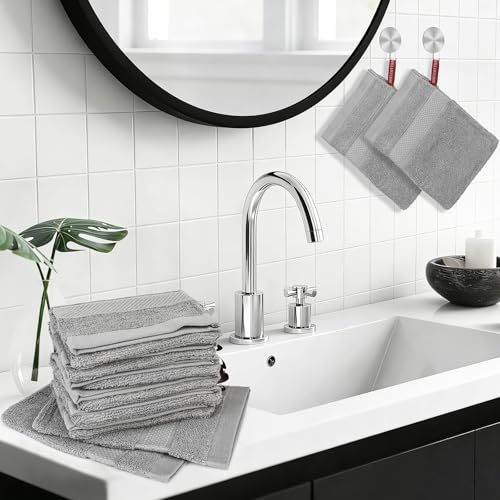 Gray Reusable Cotton Bath Mitts 8-Pack - Soft Body & Face Washcloths