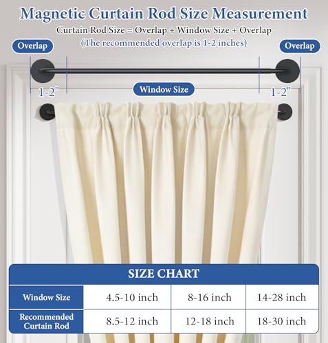 Adjustable Magnetic Curtain Rod for Metal Doors, 18-30 Inch