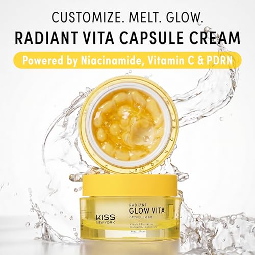 Kiss Glow Vita Capsule & Gel Face Moisturizer with Vitamin C & Niacinamide, Hydrating Korean Skincare, 1.94 oz