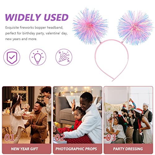 Minkissy Pink Sequin Pom Pom Headband for Women Adults - Head Bopper