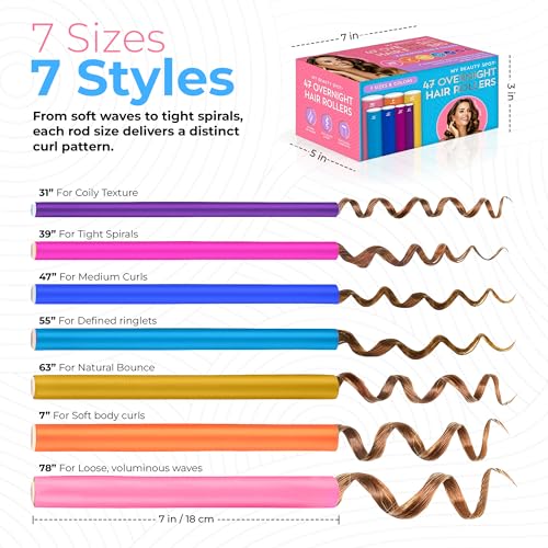 My Beauty Spot Rainbow Flexi Rods - 47 Pcs Foam Hair Rollers
