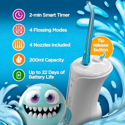GuruNanda Kids Cordless Water Flosser - Braces-Friendly, Ages 6+