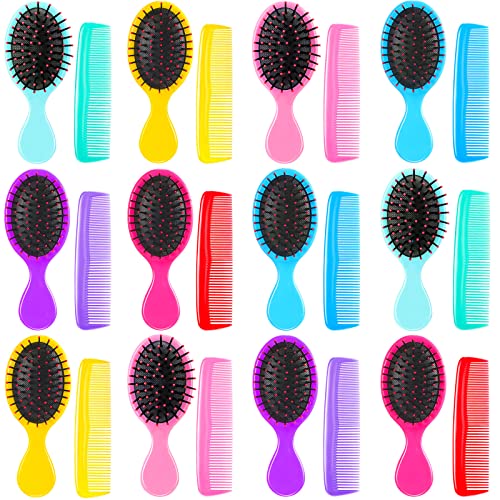 Nuogo 24-Piece Mini Detangling Hair Brush and Wide Tooth Comb Set - Travel Size