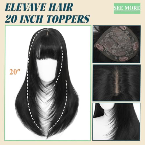 Black Hair Toppers for Women 20 Inch Thinning Hair Extensions Natural Look