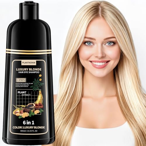 Plantkonw Blonde Hair Color Shampoo - 6-in-1 Ammonia-Free Gray Coverage