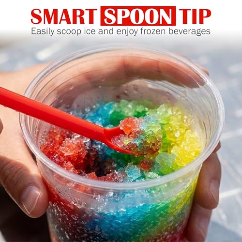 Concession Essentials 10" Red Spoon Straws - Pack of 200 for Frozen Drinks