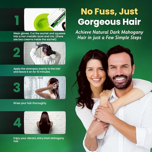 BIOGREEN ROOTS Herbal Hair Dye Shampoo Dark Mahogany - 10 Sachets x 25ml
