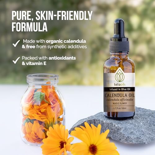 Calendula Infused Skin Oil - Natural Hydrating & Soothing Botanical Therapy, 1.7 Fl Oz
