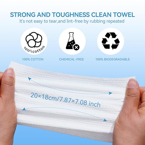ISHOWBEST Biodegradable Disposable Face Towels - 60 Count Pack