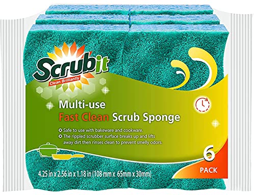 SCRUBIT Heavy Duty Non-Scratch Kitchen Sponges - 6 Count