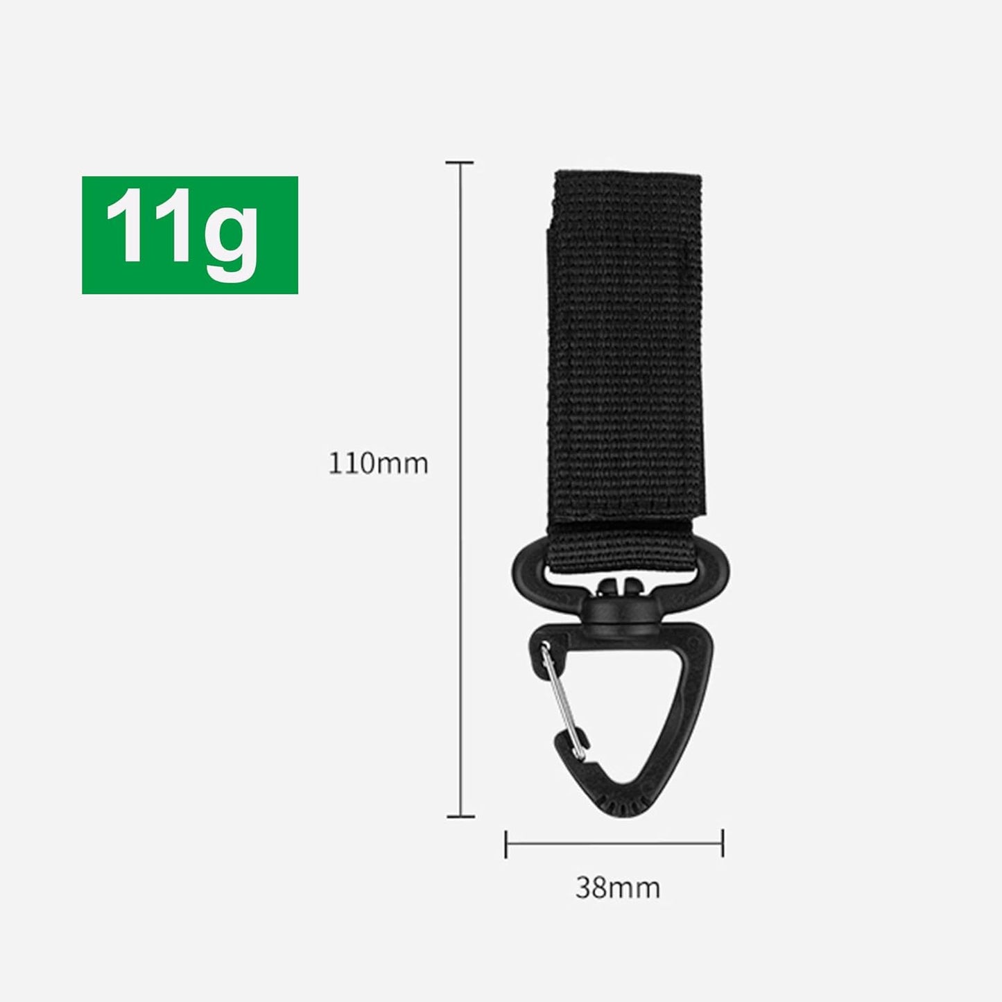 Tactical Key Ring Chain - Swivel D-Ring Carabiner Clip | 6PCS Multifunction Gear Hook for Outdoor Sports & Camping - Black