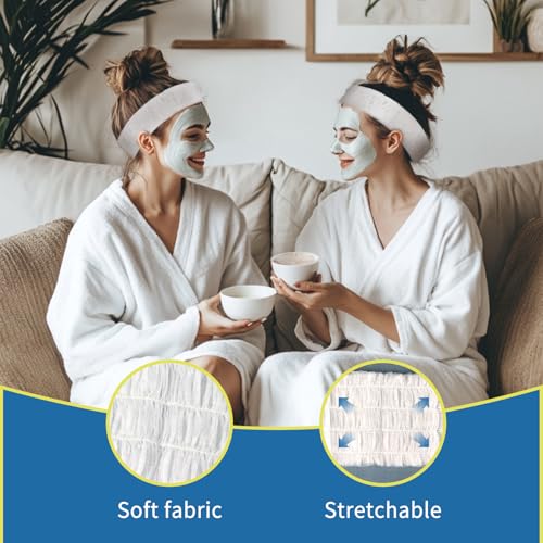 50 Disposable Elastic Headbands for Spa & Skincare - Non-Slip Hair Wraps