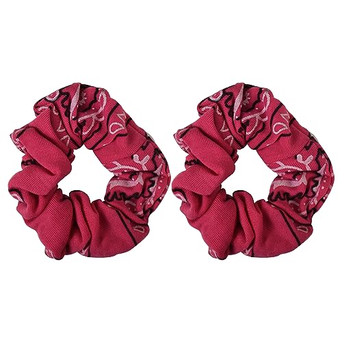 Hot Pink Cotton Bandana Scrunchies Set of 2 - No Damage Hair Ties for Women & Teens