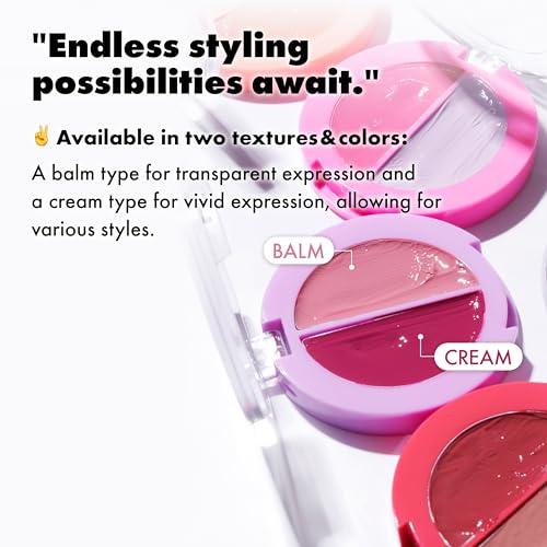 Amuse Seoul BOKSOONGA Lip & Cheek Balm - Multiuse Cream & Glossy Blush, 2 Colors, Vegan, Korean Beauty