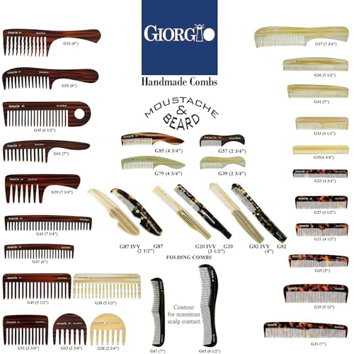 Giorgio G87 Folding Mustache & Beard Comb 2 Pack - Handmade Pocket Combs for Men