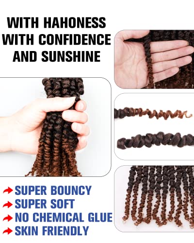 Hahoness 6 Inch Passion Twist Crochet Hair Pack of 8 T1B/30 Ombre Brown Synthetic Braided Extensions