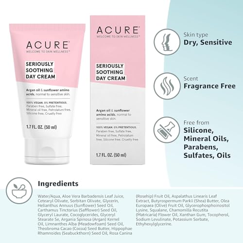 Acure Seriously Soothing Day Cream - Hydrating Face Moisturizer, 1.7 fl oz
