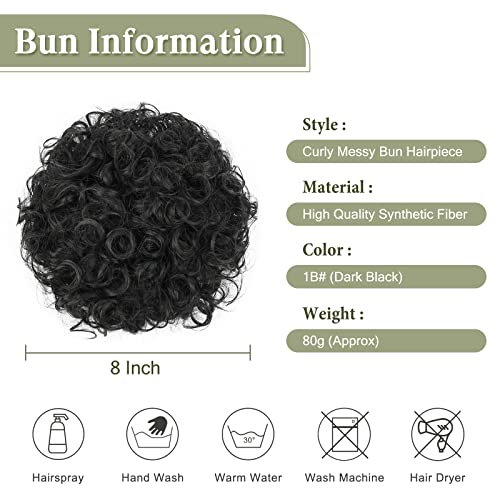 Oseti Black Messy Curly Hair Bun Extension for Women - Clip-On Ponytail