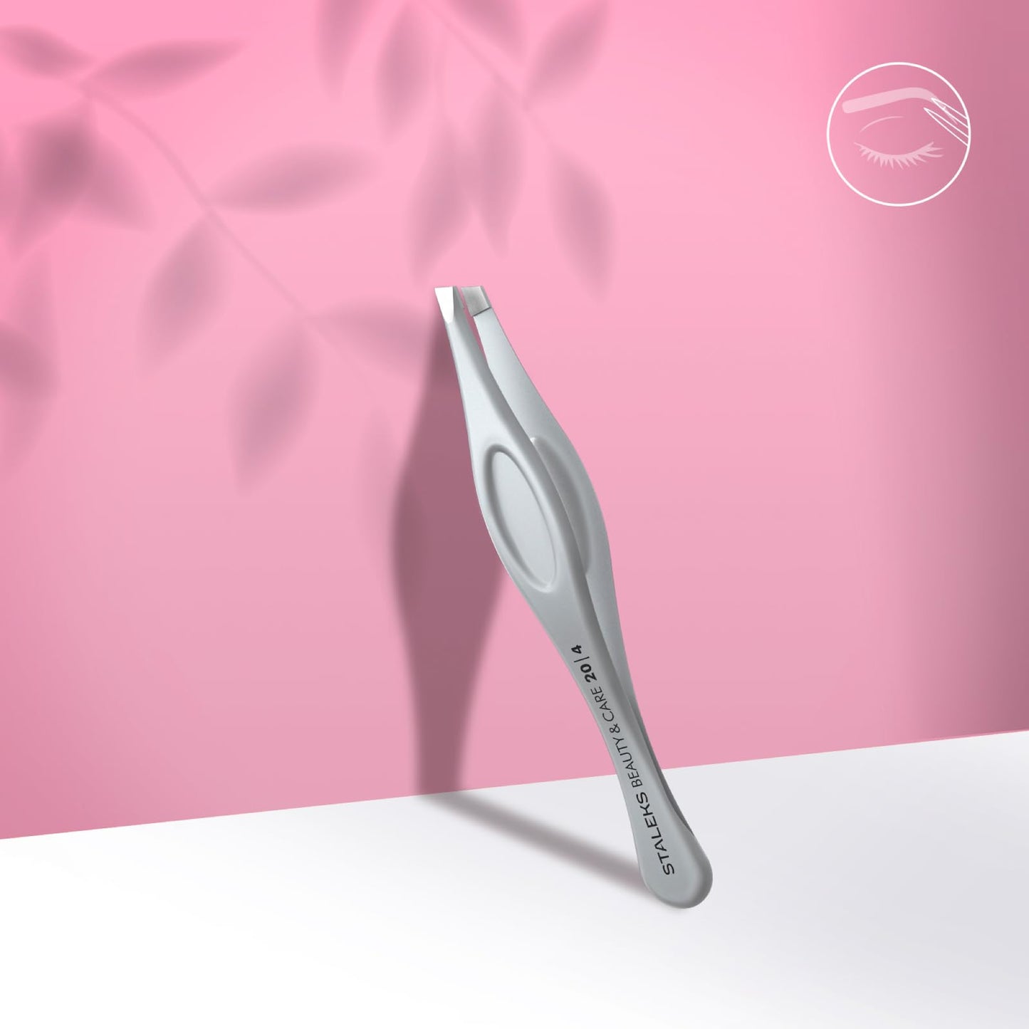 STALEKS BEAUTY & CARE 20 Type 4 Eyebrow Tweezers – Narrow Beveled Stainless Steel with Ergonomic Handles for Fine Brows & Home Use