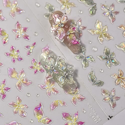 Spring & Summer 5D Floral Nail Stickers - Self-Adhesive Nail Art Decals