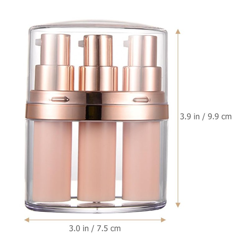Healeved Mini Lotion Bottle 3-Pack Refillable Cosmetic Container Portable Push Down Pump Dispenser for Travel Skincare Creams Serums Makeup Remover 3.89X2.94X1.29 Inches