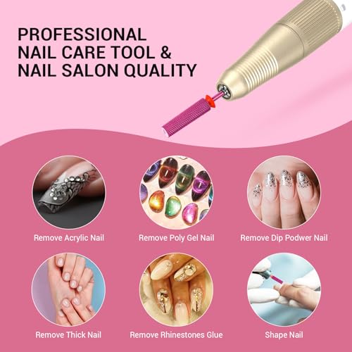 MelodySusie Pink Blossom Fine Tapered Nail Drill Bits 3/32'' Carbide for Manicure & Pedicure