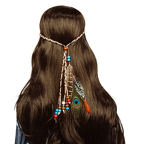 Boho Peacock Feather Headband for Festivals and Costumes