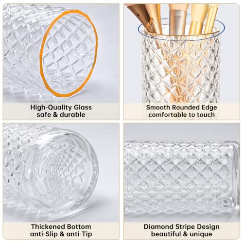 DASITON Clear Diamond Pattern Makeup Brush Holder - Large