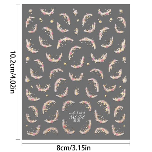 Dornail Gold Ice Crystal French Nail Stickers - Moon & Star Jelly Tips