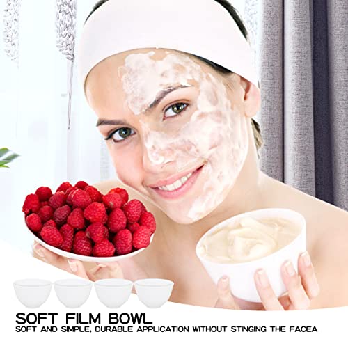 FERCAISH White DIY Face Mask Mixing Bowl Set - Microwavable Silicone Facial Mask Bowls for Home & Salon, 4-Pack