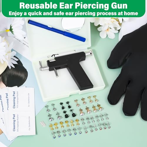Professional Ear Piercing Gun Kit with Crystal Earrings | At Home Use
