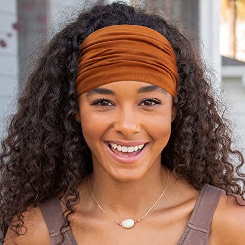 AQOKKA Extra Wide Turban Headbands for Women - 8 Pack Solid Colors