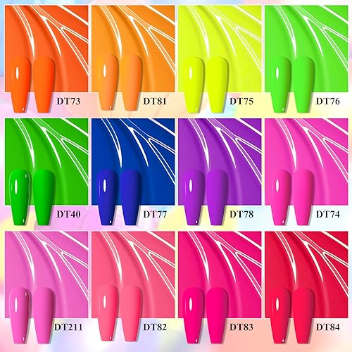 Meet Across 12-Color Neon Gel Nail Polish Set UV LED Soak Off Manicure