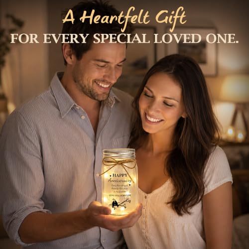Cardinal Couple Anniversary Mason Jar LED Light - Romantic Gift