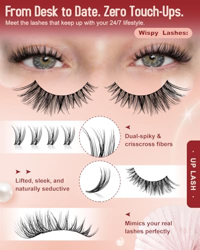Higu Clace DIY Lash Clusters Kit D10 - 144pcs Natural C Curl Eyelash Extensions with Bond, Seal & Tweezers for Beginners