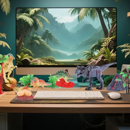 15PCS Dinosaur Cake Toppers Set | T-Rex, Volcano & Dino Figures for Birthday Parties