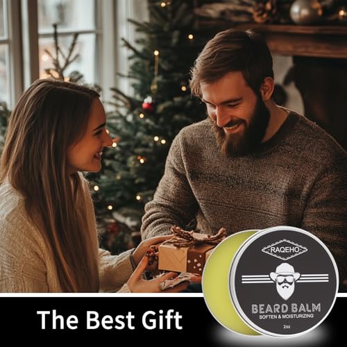 RAQEHO 2oz Beard Balm for Men - Mustache Wax & Styling Butter with Shea & Sandalwood (Pack of 1)
