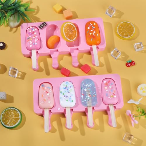 Silicone Popsicle Molds Set of 2 with 50 Sticks - DIY Ice Cream