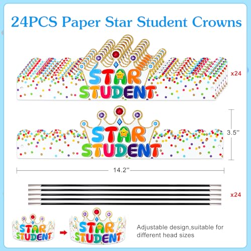 D4DREAM 24pcs Adjustable Paper Crowns Craft Kits for Kids