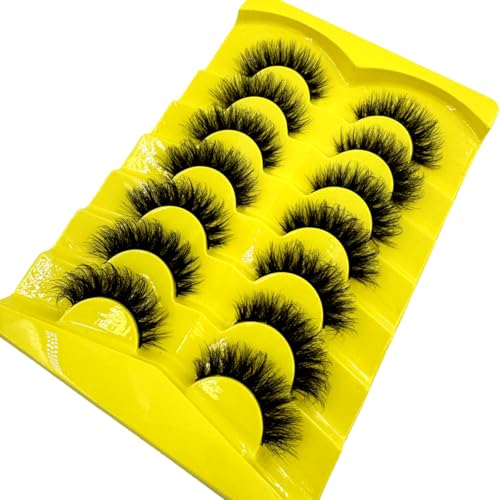 HBZGTLAD 7 Pairs 3D Mink False Eyelashes Fluffy Natural Wispy Reusable W1