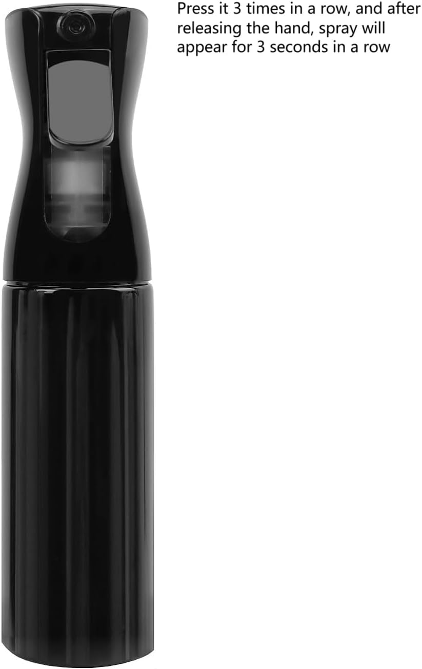 Ultra Fine Spray Bottle for Hair - 10.1oz Mist Sprayer for Hairstyling, Cleaning & Plants - Black