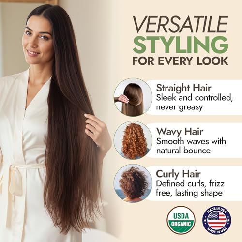Nature's Brands Organic Hair Gel - 4 Fl Oz, No Synthetic Chemicals, Vegan & USDA Certified Organic