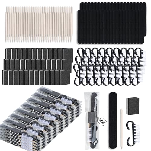 Uyolaxed 50 Sets Disposable Manicure Kit Black - Complete Nail Art Set for Salon & Home